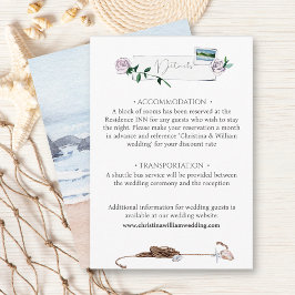 Moderne Kuststrand Waterverf Bruiloft Informatiekaartje