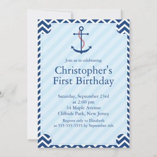 Moderne kustvaart Anchor Birthday Kaart (Voorkant)