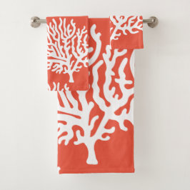Moderne kustwitte Zeeen koralen en koraalroze Bad Handdoek