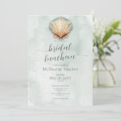 Moderne Kustzeeschelp Aqua Bridal Luncheon Kaart (Staand voorkant)