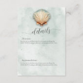 Moderne Kustzeeschelp Aqua Bruiloft Details Informatiekaartje (Voorkant)
