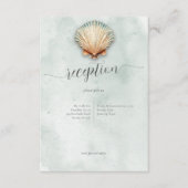 Moderne Kustzeeschelp Aqua Bruiloft Receptie Informatiekaartje (Voorkant)