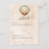 Moderne Kustzeeschelp Zand Bruiloft Details Informatiekaartje (Voorkant)