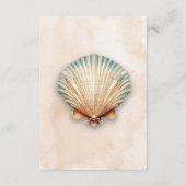 Moderne Kustzeeschelp Zand Bruiloft Details Informatiekaartje (Achterkant)