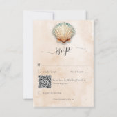 Moderne Kustzeeschelp Zand Bruiloft QR Code RSVP Kaartje (Voorkant)
