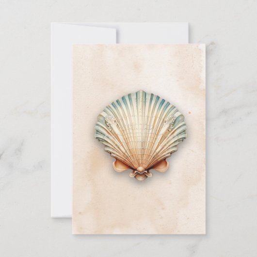 Moderne Kustzeeschelp Zand Bruiloft QR Code RSVP Kaartje (Achterkant)
