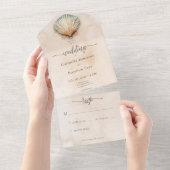 Moderne Kustzeeschelp Zand Waterverf Geen Diner All In One Uitnodiging (Afscheurbaar)