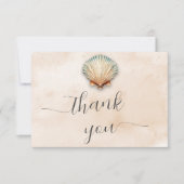 Moderne Kustzeeschelp Zandbruiloft Bedankkaart (Voorkant)