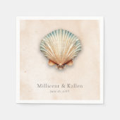 Moderne Kustzeeschelp Zandbruiloft Servet (Voorkant)