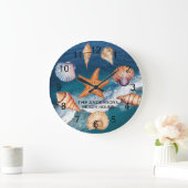 Moderne kustzeeschelpen schatten oceaan op maat grote klok (Huis)