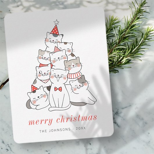 Moderne Kute Kitten katten kerstboom Feestdagenkaart