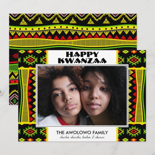 Moderne Kwanzaa foto Feestdagenkaart (Voorkant / Achterkant)