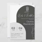 Moderne laarzen en bubbels vrijgezellenfeest kaart (Voorkant)