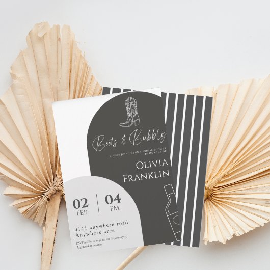 Moderne laarzen en bubbels vrijgezellenfeest kaart