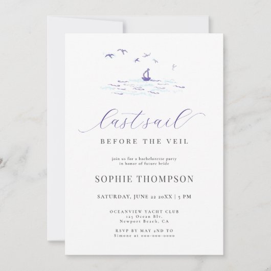 Moderne laatste sail boat Bachelorette Kaart (Voorkant)