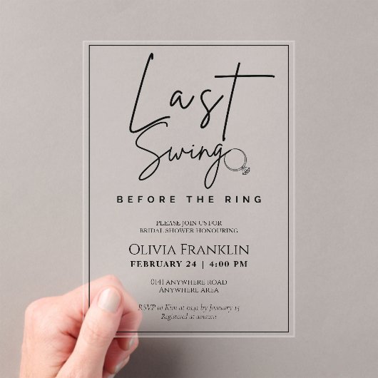 Moderne laatste schommeling vóór het ringende vrij acryl uitnodigingen (Insitu (Draagbaar))