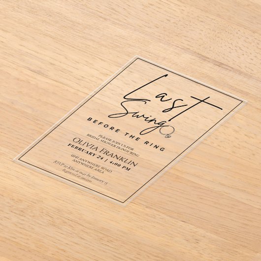 Moderne laatste schommeling vóór het ringende vrij acryl uitnodigingen (Laagn)