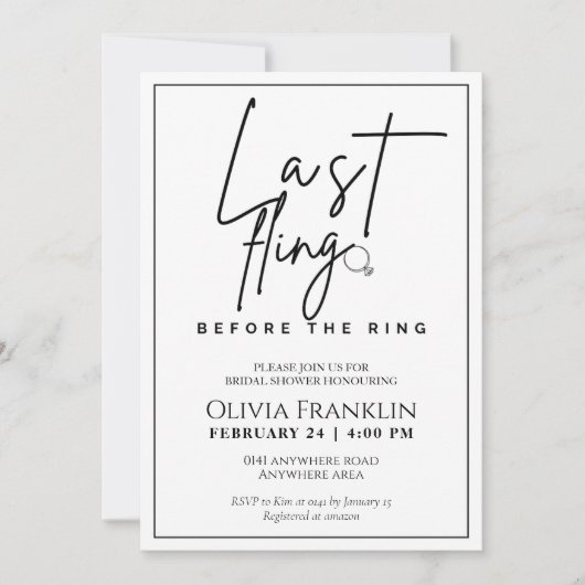 Moderne laatste vling vóór het ringende vrijgezell kaart (Voorkant)