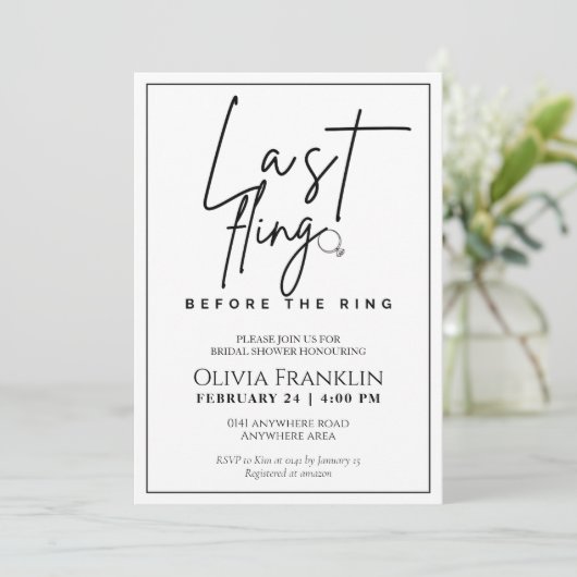 Moderne laatste vling vóór het ringende vrijgezell kaart (Staand voorkant)