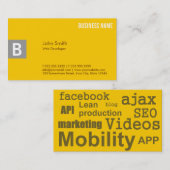 Moderne Label Cloud Yellow Web Design Visitekaartj (Voorkant / Achterkant)
