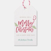 Moderne Label met heldere kerstcadeaus voor pensee Cadeaulabel (Voorkant)