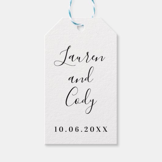 Moderne Label met witte en zwarte Script-cadeaus Cadeaulabel (Voorkant)