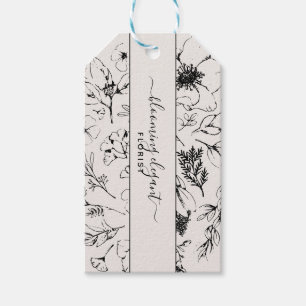 Moderne Label voor botanische Blush en zwarte leve Cadeaulabel