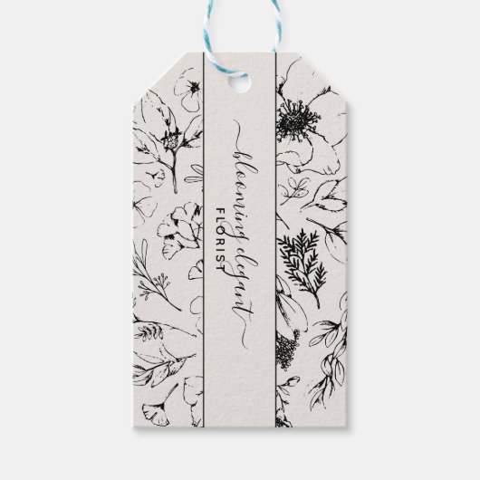 Moderne Label voor botanische Blush en zwarte leve Cadeaulabel (Voorkant)