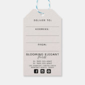 Moderne Label voor botanische Blush en zwarte leve Cadeaulabel (Achterkant)