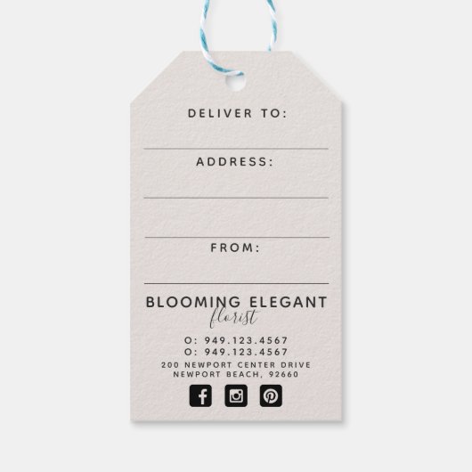 Moderne Label voor botanische Blush en zwarte leve Cadeaulabel (Achterkant)