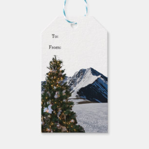 Moderne Labels met een stijlstructuur en een bergc Cadeaulabel