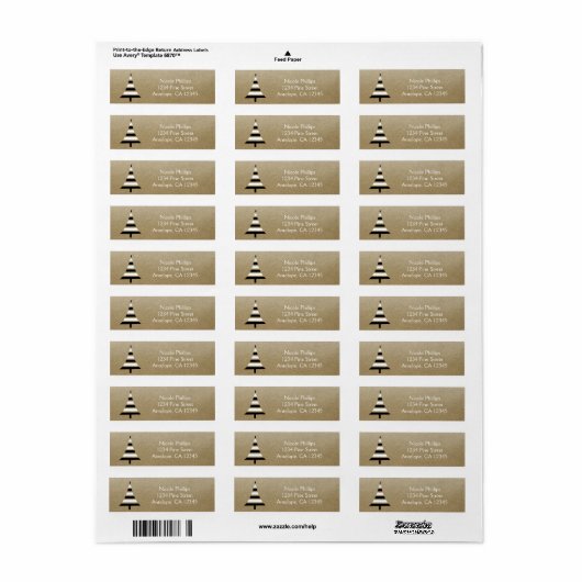 Moderne labels met zwarte en witte gouden kerstbom (Full Sheet)