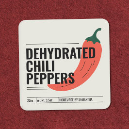 Moderne Labelsticker voor Uitgedroogde Chilpepers Vierkante Sticker