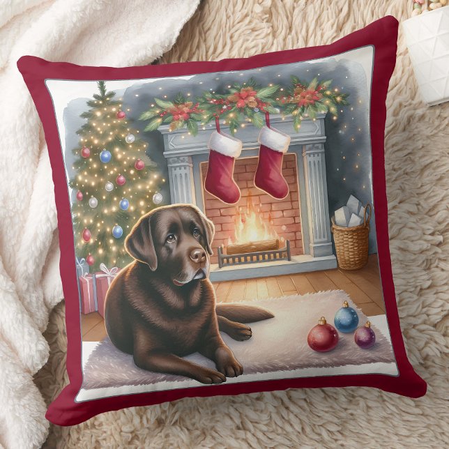 Moderne Labrador Retriever Hond Kerstvakantie Kussen (Creator heeft geüpload)