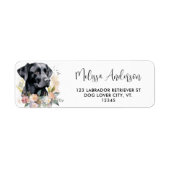 Moderne Labrador Retriever Waterverf Bloemenhond Etiket (Voorkant)