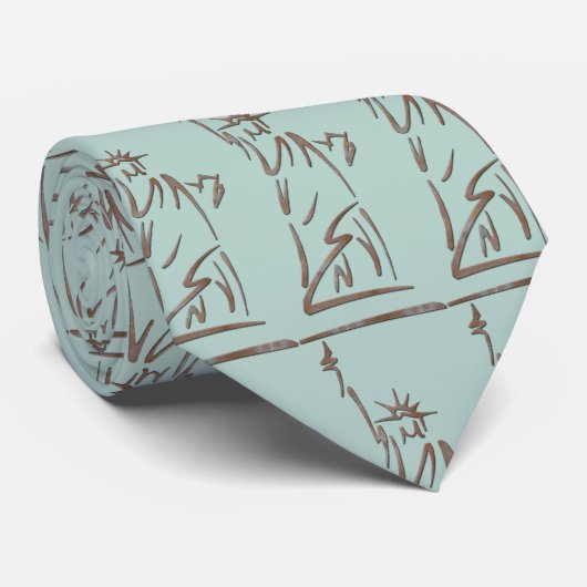 Moderne Lady Liberty Copper Patina op Glacier Blue Stropdas (Opgerold)