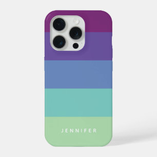 Moderne Lagune Strepen, Paars Blauw, Aangepaste Na iPhone 15 Pro Case