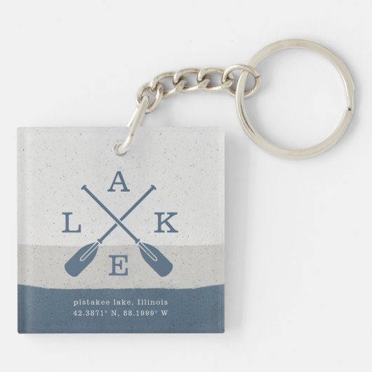 Moderne Lake House Aangepaste Coördinaten Sleutelhanger (Achterkant)