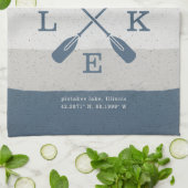 Moderne Lake House Aangepaste Coördinaten Theedoek (Gevouwen)