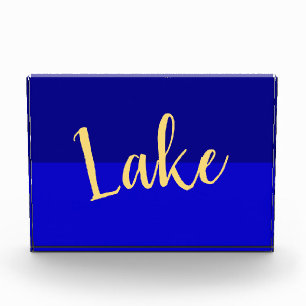 Moderne LAKE Script Tekst Diep Koninklijk Zomerbla Fotoblokken