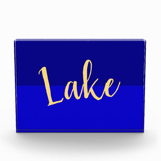 Moderne LAKE Script Tekst Diep Koninklijk Zomerbla Fotoblokken (Voorkant)