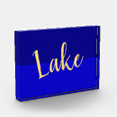 Moderne LAKE Script Tekst Diep Koninklijk Zomerbla Fotoblokken (Links)