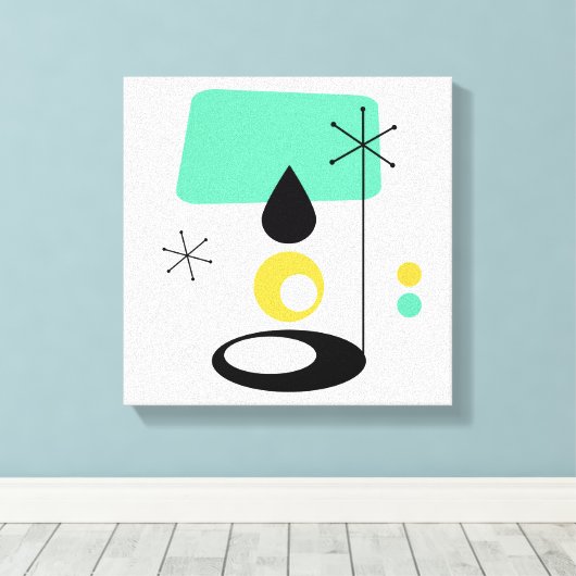 moderne lamp met blauw goud in de midden - eeuw canvas afdruk (Insitu (Houten vloer))