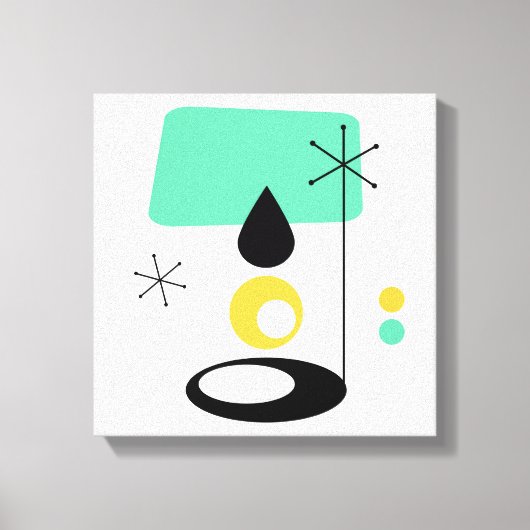 moderne lamp met blauw goud in de midden - eeuw canvas afdruk (Voorkant)