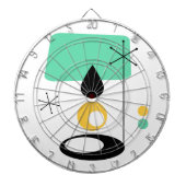 moderne lamp met blauw goud in de midden - eeuw dartbord (Voorkant)