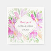 Moderne Land Waterverf Boho Lila Bloemen Servet (Voorkant)