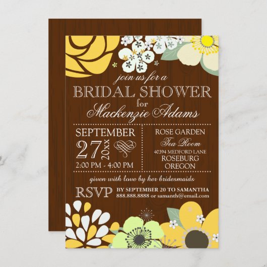 Moderne Land Zonnebloem Bruids Trouwdouche Kaart (Voorkant / Achterkant)