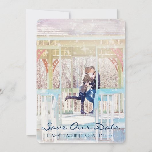 Moderne landelijke bijtende boom Foto bewaart de d Save The Date (Voorkant)