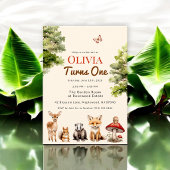 moderne Landelijke Bosdieren Baby's Eerste Verjaar Kaart