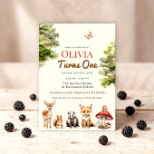 moderne Landelijke Bosdieren Baby's Eerste Verjaar Kaart